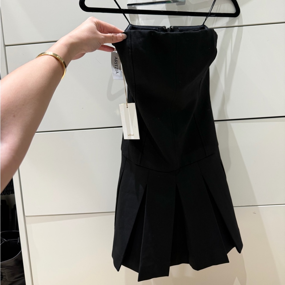 NWT Aritzia Wilfred Polished Mini Dress in Black - Size 0 - Picture 5 of 7